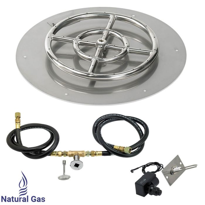 18" Stainless Steel Round Flat Pan with Spark Ignition Kit by American Fire Glass