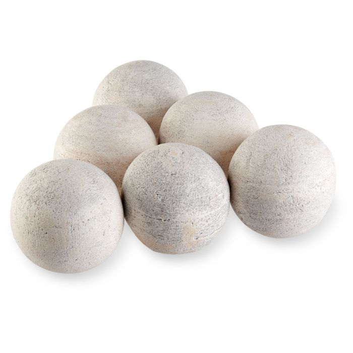 4" Cottage White Lite Stone Fire Balls - Set of 6