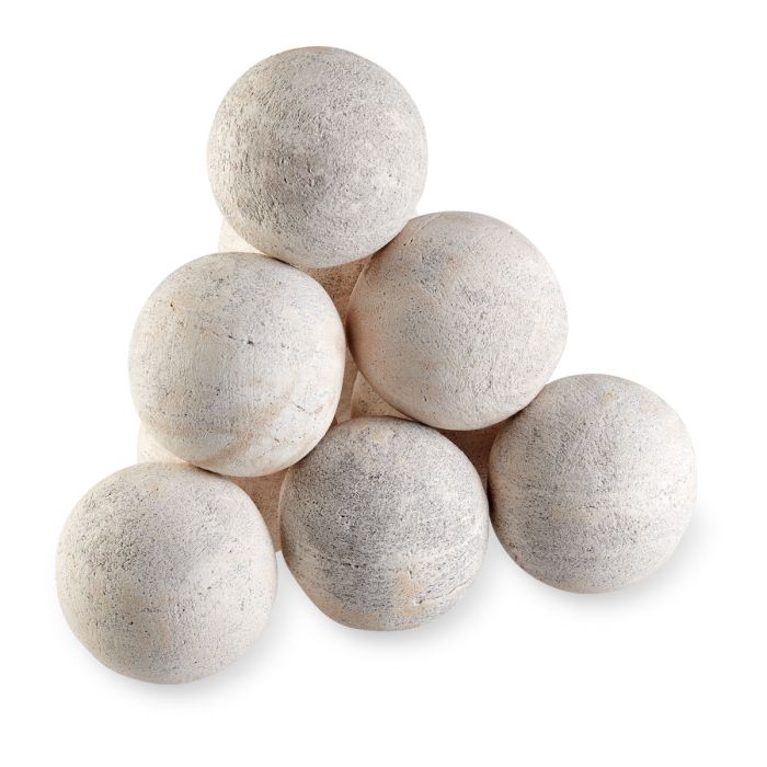 4" Cottage White Lite Stone Fire Balls - Set of 6