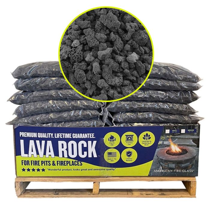 Medium Black Lava Rock Pallet | 60 x 20-lbs Bags