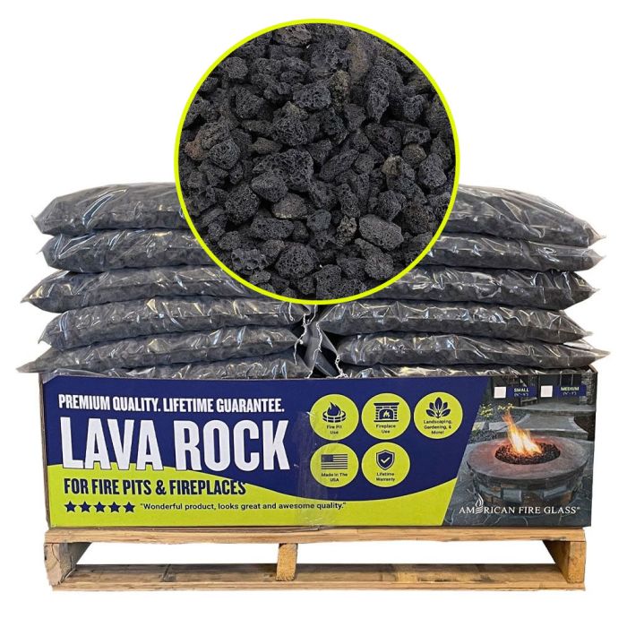 Small Black Lava Rock Pallet | 60 x 20-lbs Bags