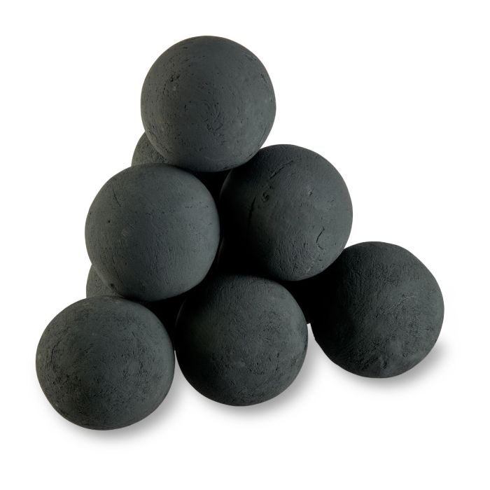 4" Matte Black Lite Stone Fire Balls - Pack of 6