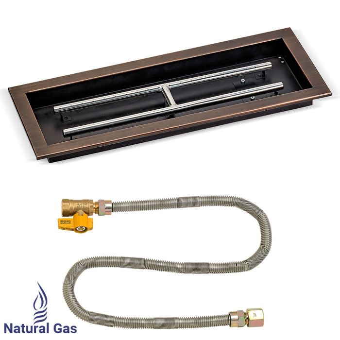 24" Rectangular Oil Rubbed Bronze Drop-In Pan Match Light Fire Pit Kit by American Fire Glass