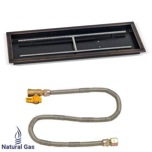 30" x 10" Rectangluar Oil Rubbed Bronze Drop-In Pan with Match Light Fire Pit Kit