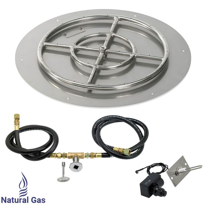 24" Round Flat Pan with Spark Ignition Fire Pit Kit by American Fire Glass