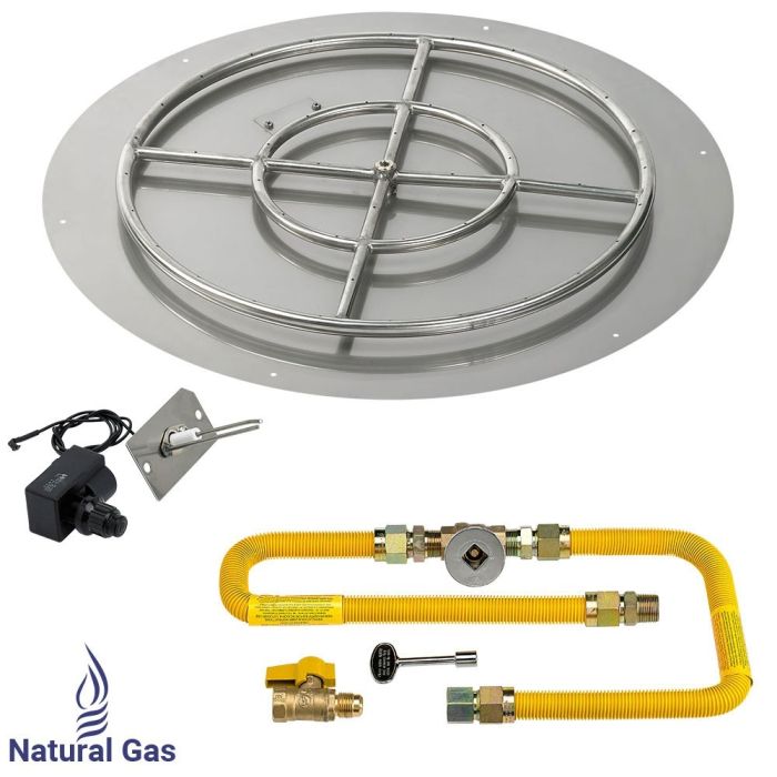 36" Round Flat Pan with Spark Ignition Kit (24" Ring) by American Fire Glass