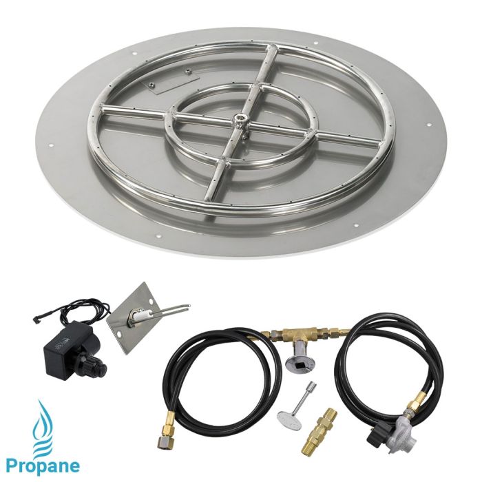 25" Round Stainless Steel Flat Pans with Spark Ignition Kits by American Fire Glass