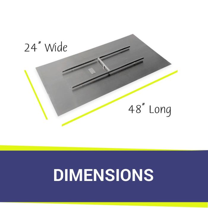 48" x 24" Rectangular Stainless Steel Flat Pan with Match Light Kit - Natural Gas